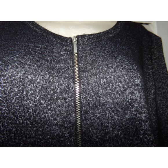 Vtg Lee marled black knit tunic/dress plaid hem front zip 1X Retro Soft Boho - Picture 3 of 5